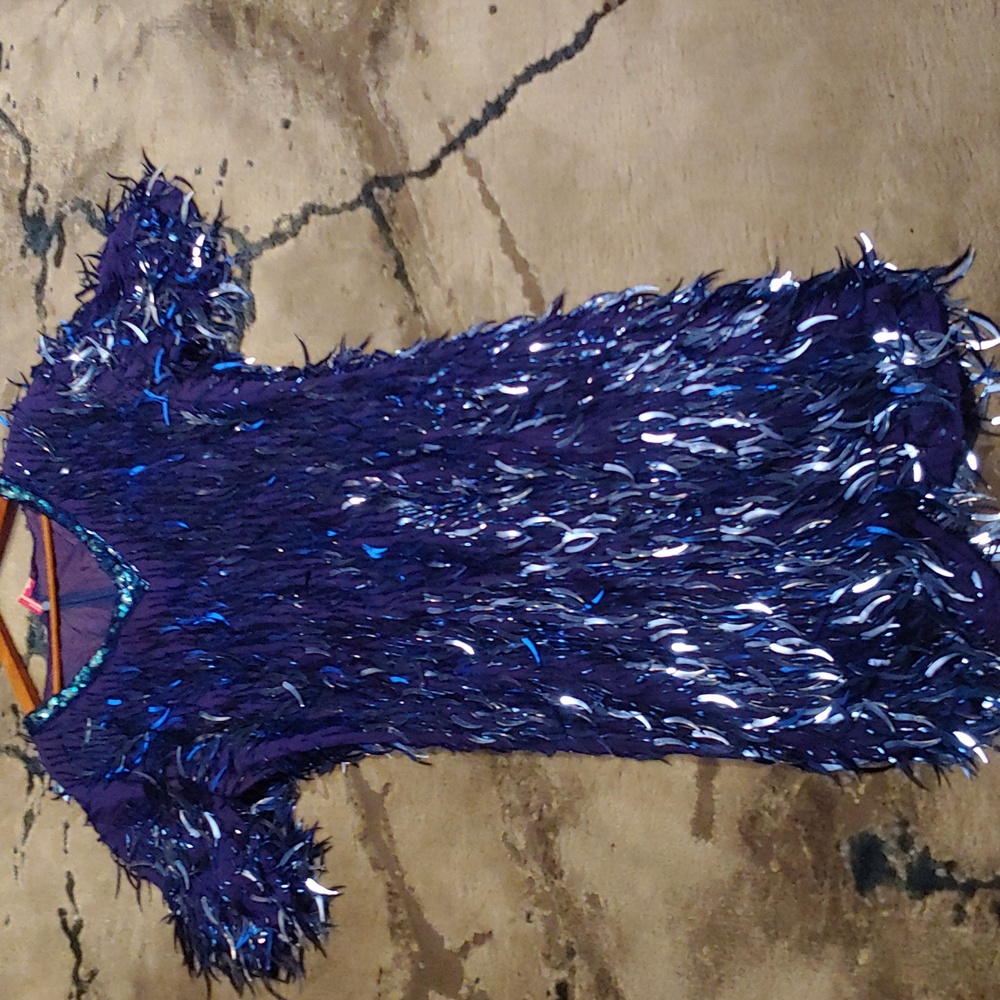 Amazing Blue Cattail Sequin Dress